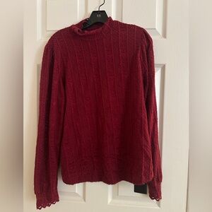 Lace Mesh Dark Red Long Sleeve